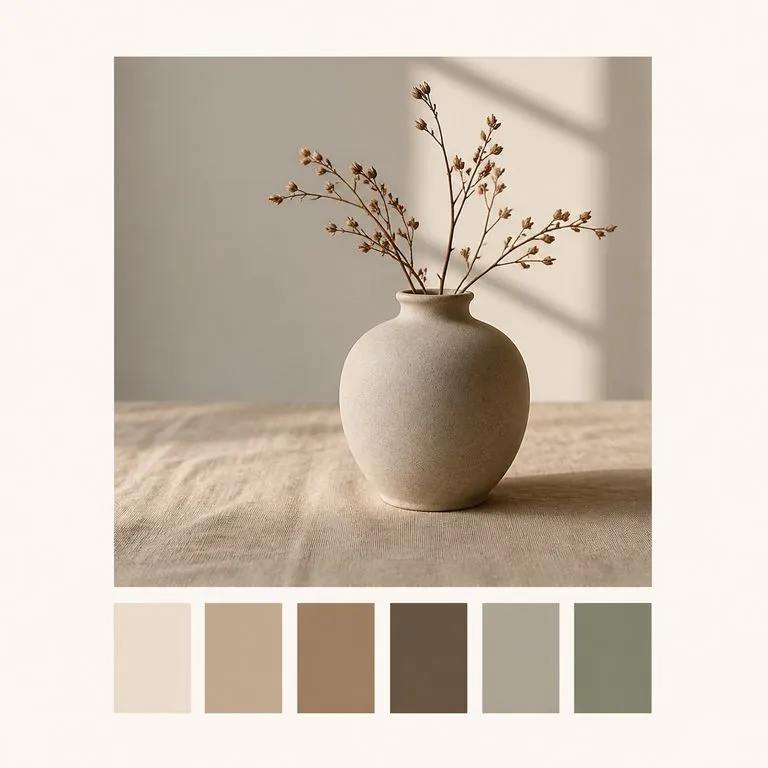 A product photograph above its six-swatch palette