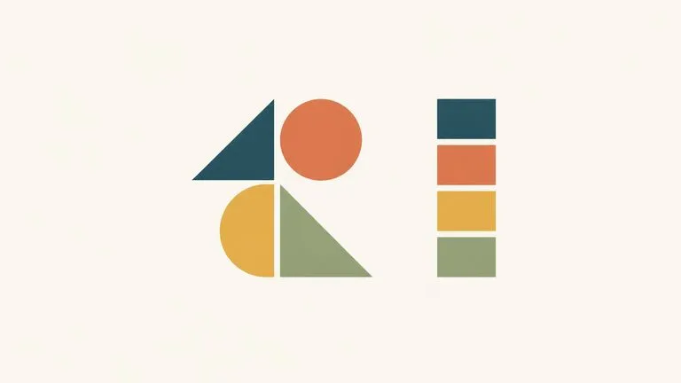 A simple abstract brand mark beside the palette recovered from it