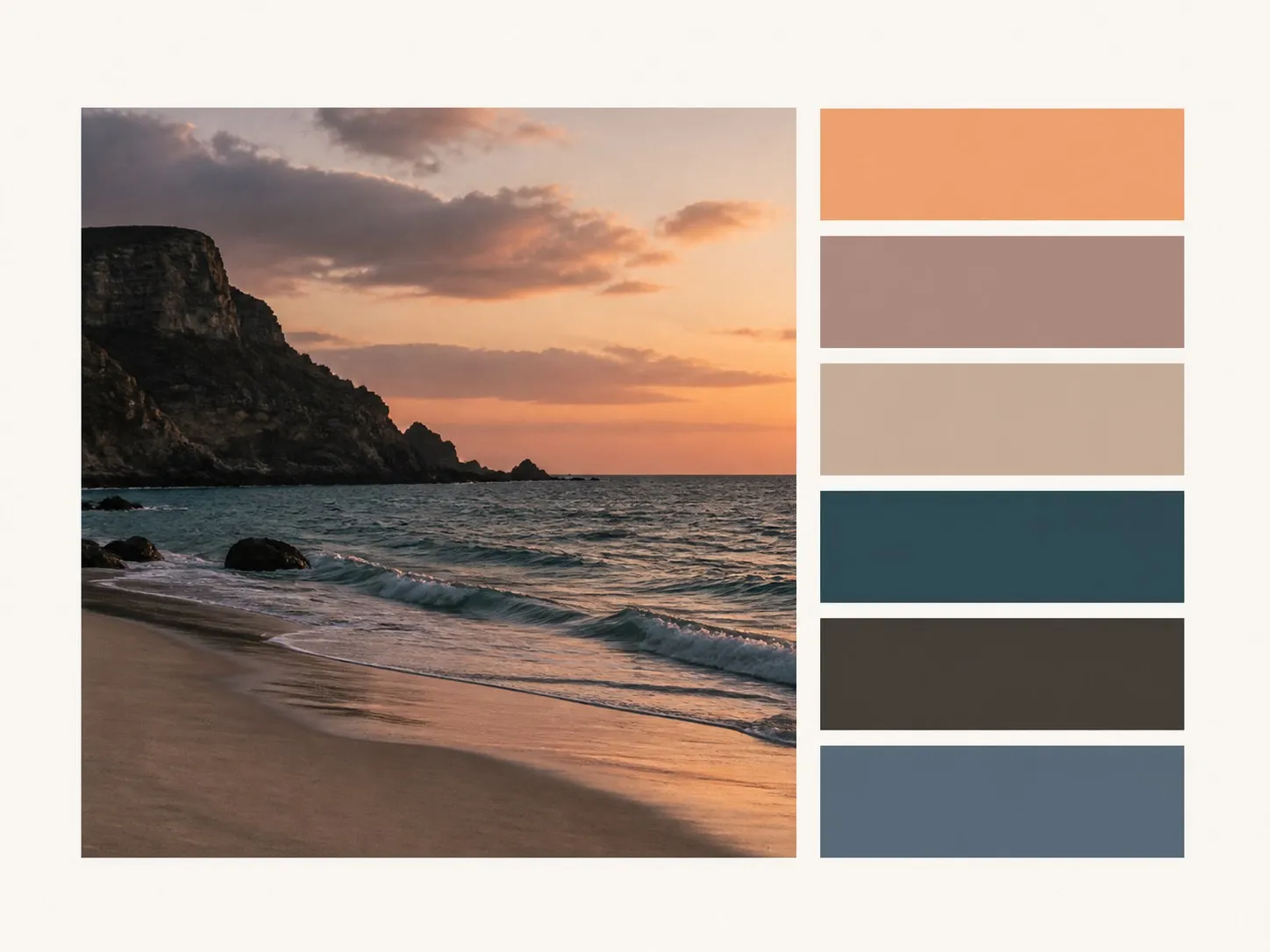 A photograph on the left and the six-swatch palette pulled from it on the right