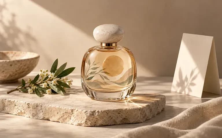 A fragrance bottle used in a campaign lighting proposal