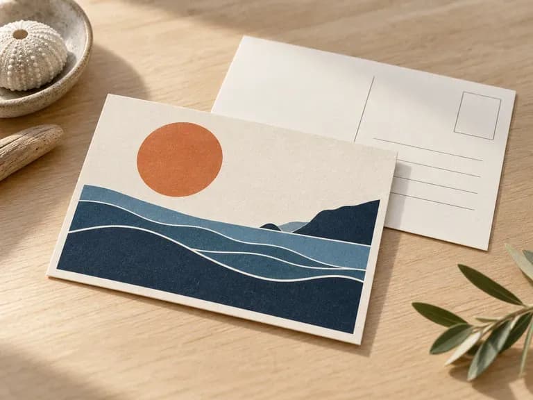 Card Stock Appearance: illustrate paper texture and a visible card edge