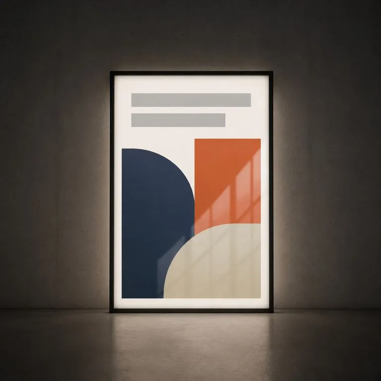 A poster behind lightbox glass with the reflection sitting over unchanged artwork
