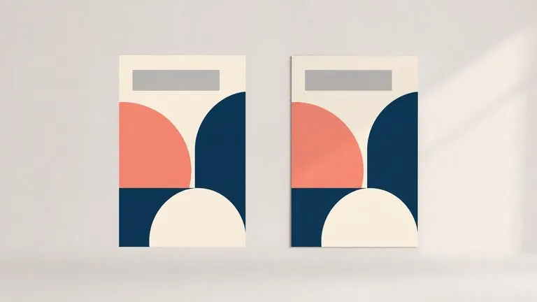 A flat poster and its composited version with colours and shapes matching exactly