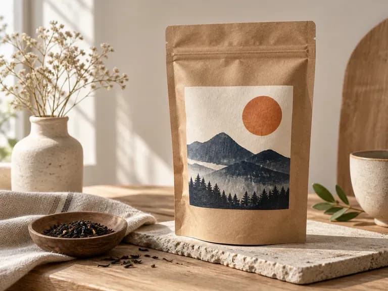 Paper-Look Packaging: label contrast explored against a brown paper appearance