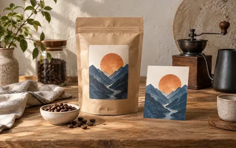 A roaster's existing coffee label applied to a pouch