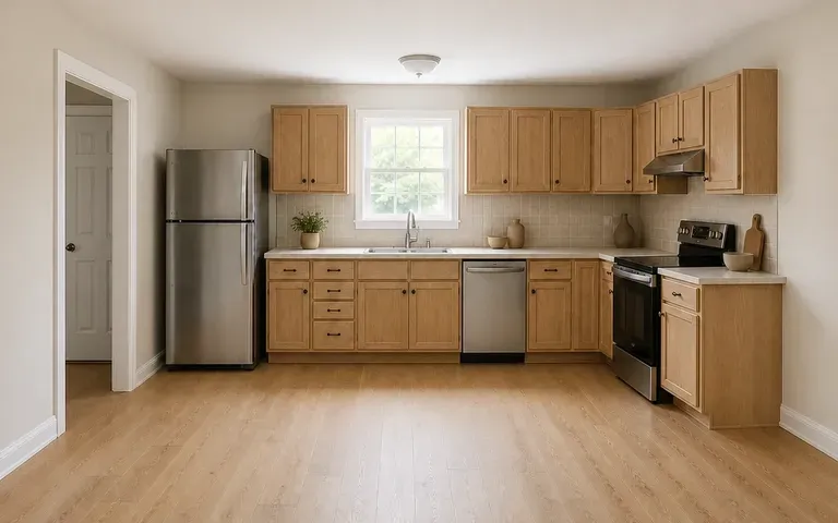 A kitchen concept with warm natural materials