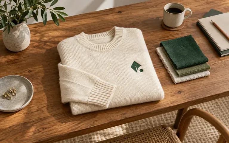 A merchandise logo shown on a sweater