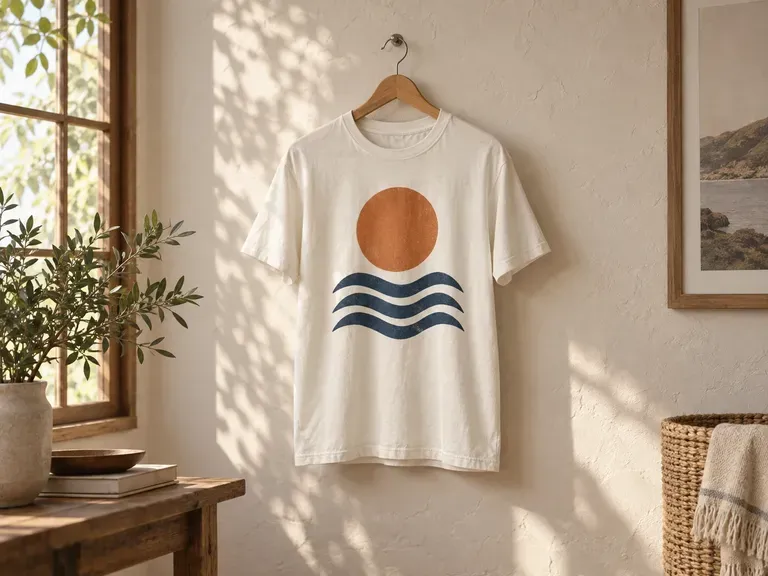 Hanging Garment Views: a T-shirt design in a shop-style presentation