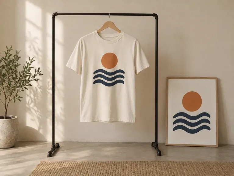 Illustration Portfolios: an existing graphic shown in an apparel context