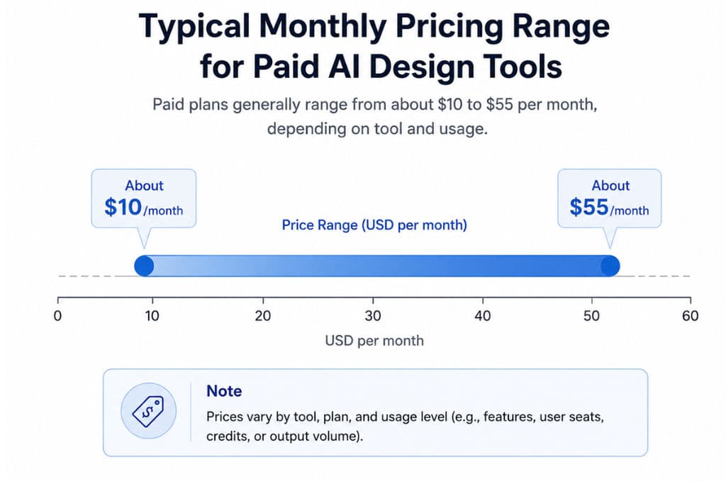 typical monthly pricing range for padi ai design tools