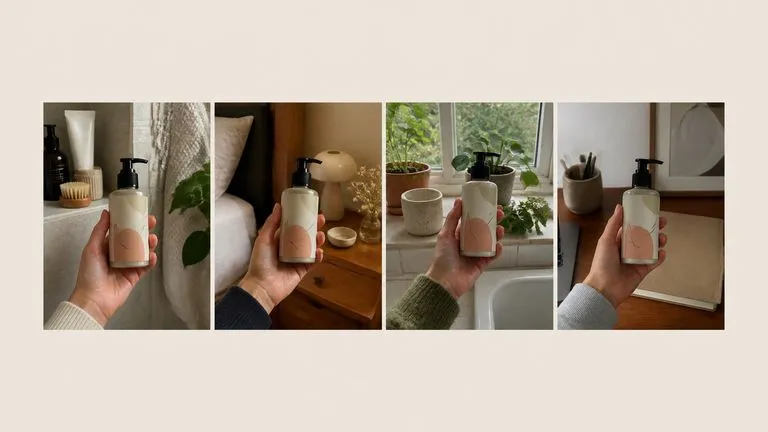 Four candid handheld product photos laid out as listing lifestyle slots