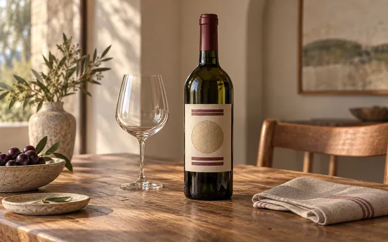 A wine bottle with a specified capsule color in a table setting